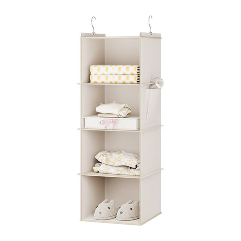 YOUDENOVA Hanging Wardrobe Organiser, 6 Shelves with Side Pockets, Grey – Make Every Shelf Count