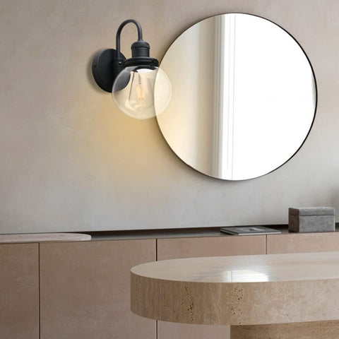 Yosoan Lighting Modern Vintage Industrial Globe Sconce Wall Light Fitting with 5.9” Clear Glass Lampshade, for Office Home Kitchen Living Room Bedroom Loft Bar