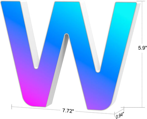Light Up Letters USB Powered, LED Letter Lights Color Changing Alphabet Sign Gifts for Girls Women Party Birthday Decorations, APP Control, Night Light Christmas Valentine Wall Table Decor - W