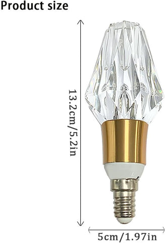 YELANGU Acrylic Crystal Bulb 5W Edison Screw Light 85-265V, 6000K White Light, E14 Base Professional Decorative lamp (1 Count E14-B004) [Energy Class F]