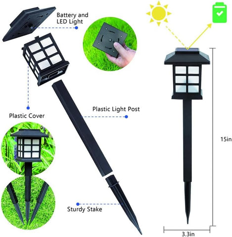 6 Packs of LED Solar House Lights, Outdoor Courtyard Decoration Floor Plug-in Warm Light, Wireless Dusk to Dawn Waterproof Garden Road Landscape Lights.