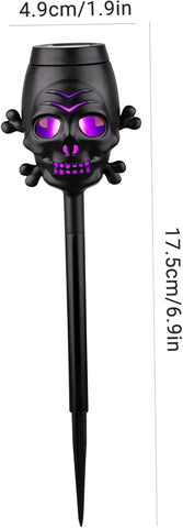 Solar Torch Lights 2Pcs Flickering Flame Skull Halloween Outdoor Garden Yard Pathway Purple