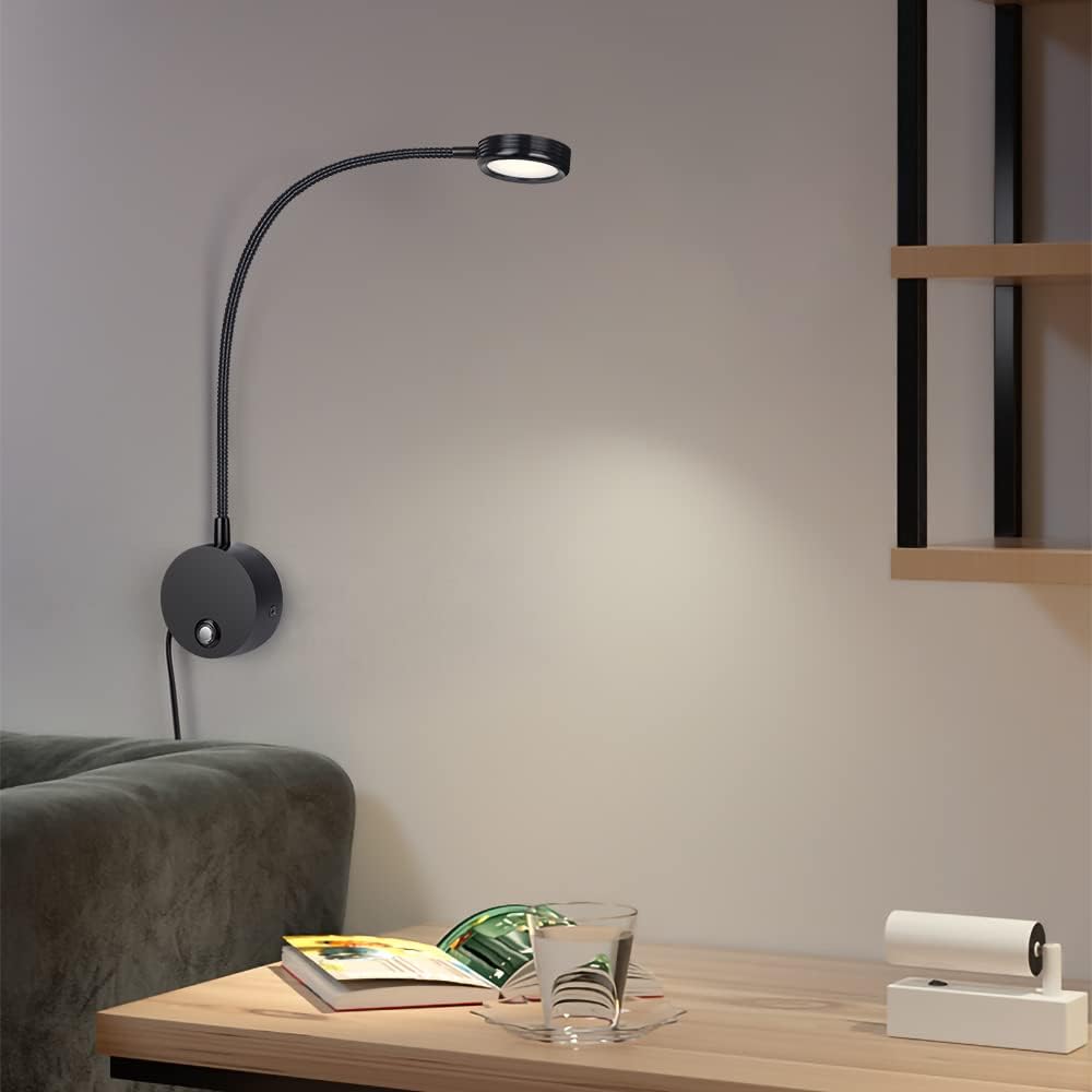 Modern wall-mounted reading lamp on a neutral background