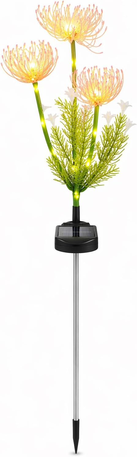 Solar Spider Lily Stake Light – 30 LED Warm White Garden Light, 3 Flower Heads, Outdoor Solar Garden Light for Pathway, Patio, Lawn & Flower Beds, Decorative Floral Stake Lighting