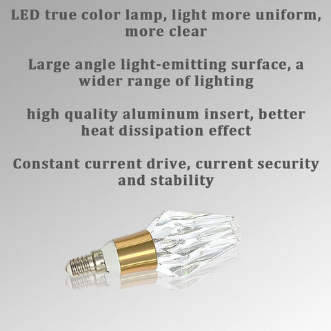 YELANGU Acrylic Crystal Bulb 5W Edison Screw Light 85-265V, 6000K White Light, E14 Base Professional Decorative lamp (1 Count E14-B004) [Energy Class F]