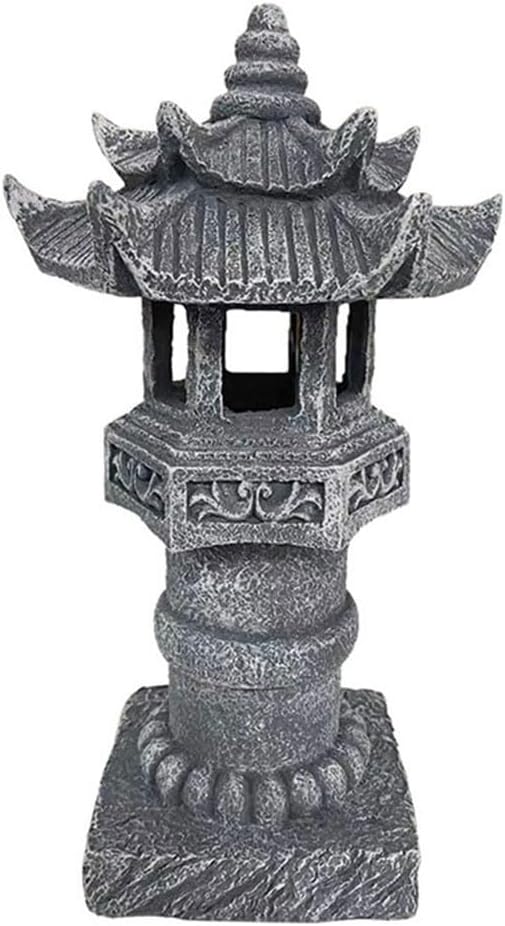 Whychstore Solar Powered Pagoda Lamp, Outdoor Solar Powered Pagoda Garden Lantern, Zen Spire Statue Lamp, For Lawn Path