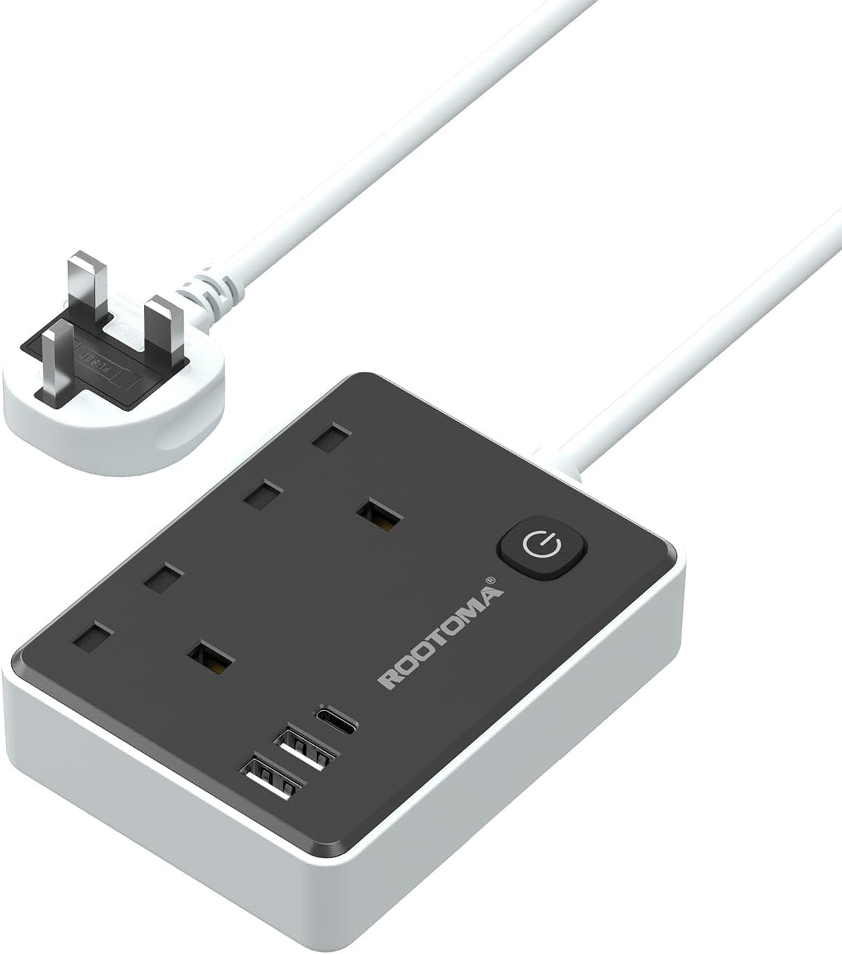 Black 1M Extension Lead with 2 Sockets, 3 USB Ports & Surge Protection – Keep Your Everyday Essentials Powered Without the Socket Shuffle