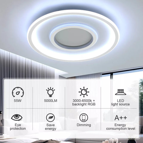 Buy round LED Ceiling Light – Modern Chandelier with White Frame