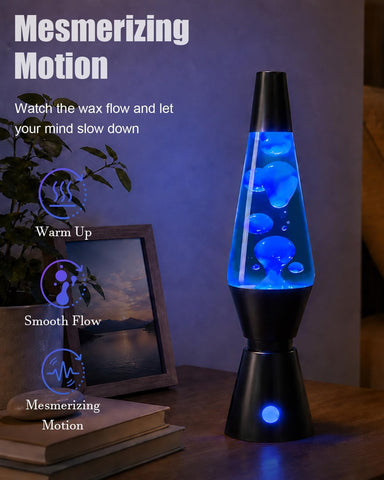 17 Colour Changing Liquid Motion Lamp, 37Cm LED Night Light, Black | Flowing Wax Lavalamp for Bedroom/Office - Relaxing Bedside Glow, Eye-Catching Home Accent for Christmas