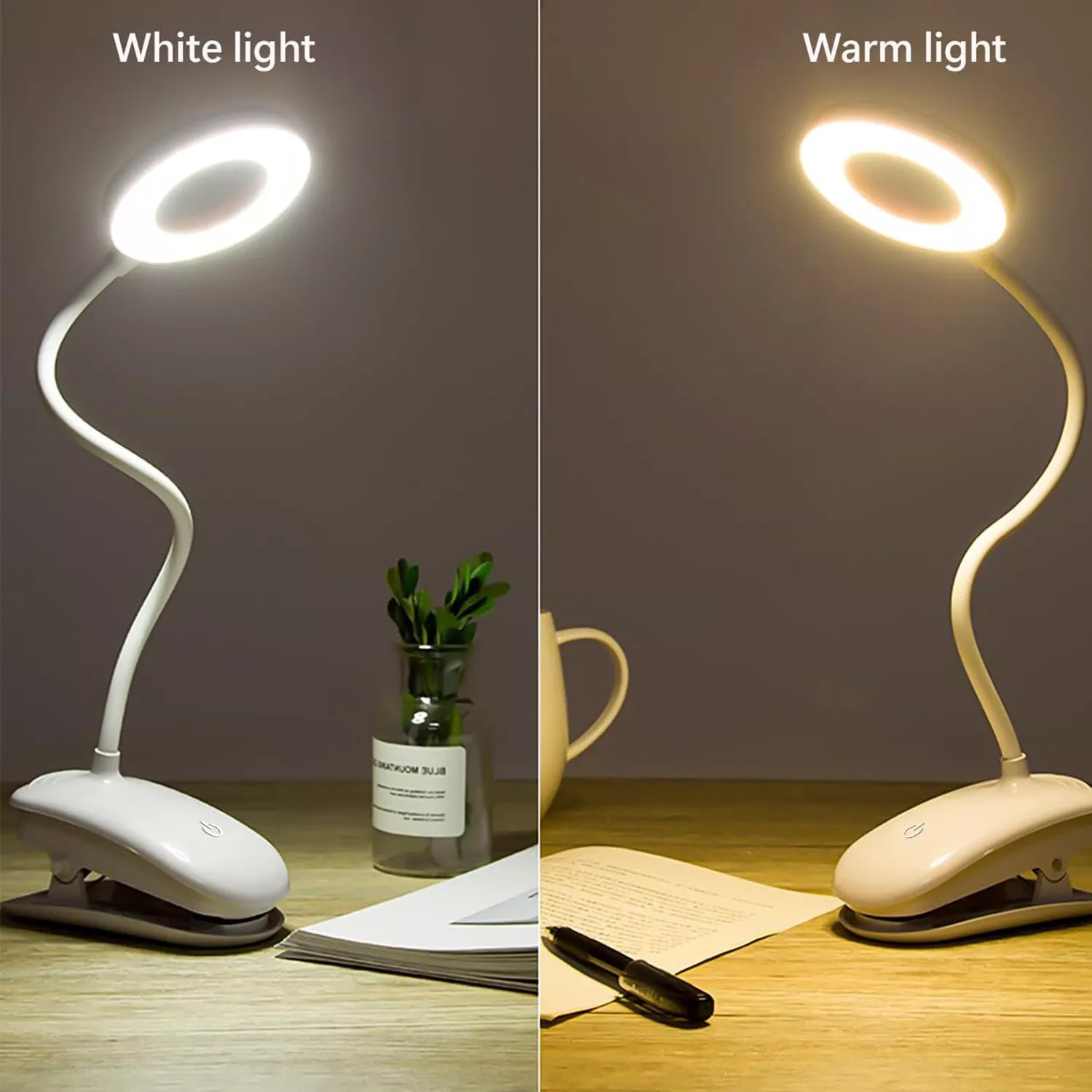 LED Rechargeable Clip-On Desk Light – USB Reading Lamp