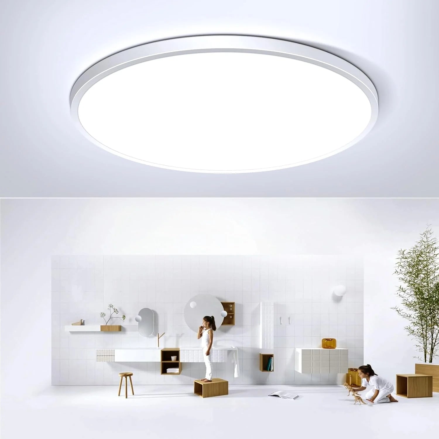 LED Flush Mount Ceiling Light Fixture, 6000K Daylight White 24W(240W Equivalent) - thelights4u.com