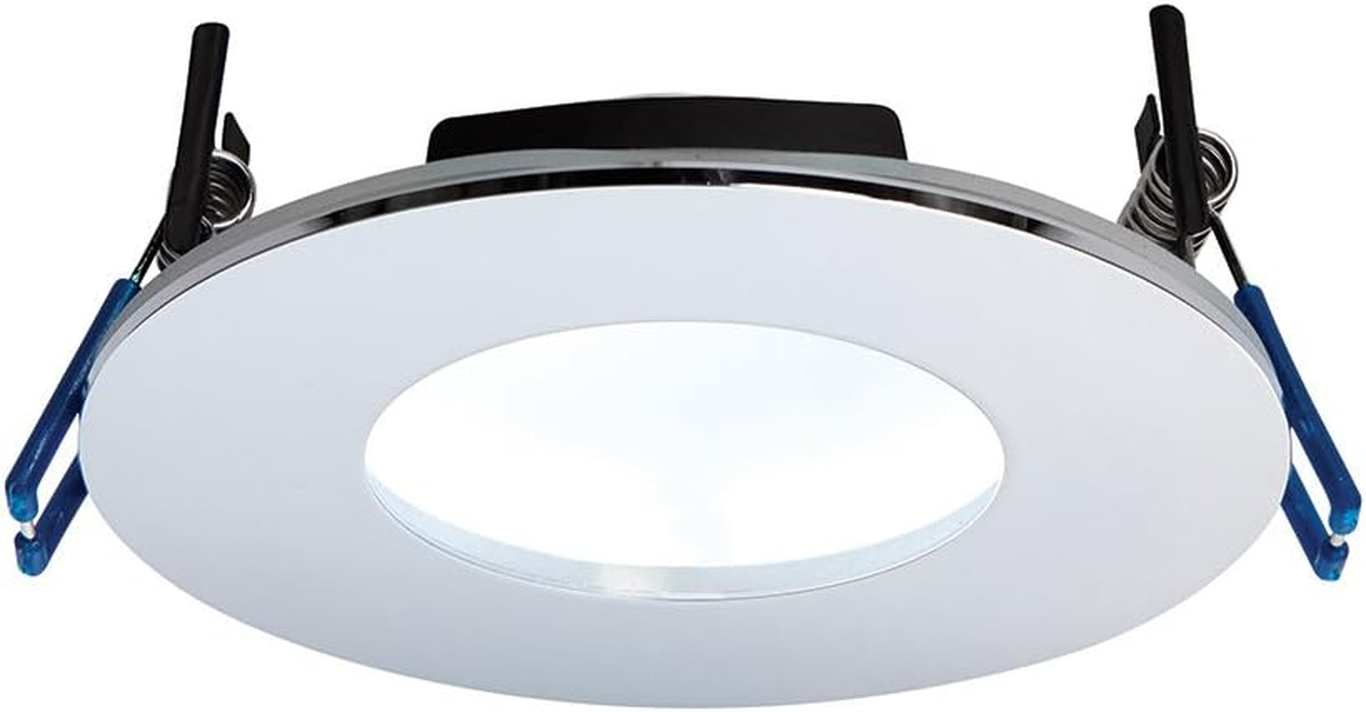 Saxby Orbitalplus 9W Chrome Die Cast Aluminium IP65 Cool White Recessed anti Glare Fire Rated LED Downlight