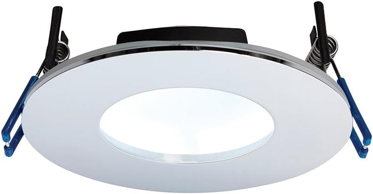 Saxby Orbitalplus 9W Chrome Die Cast Aluminium IP65 Cool White Recessed anti Glare Fire Rated LED Downlight