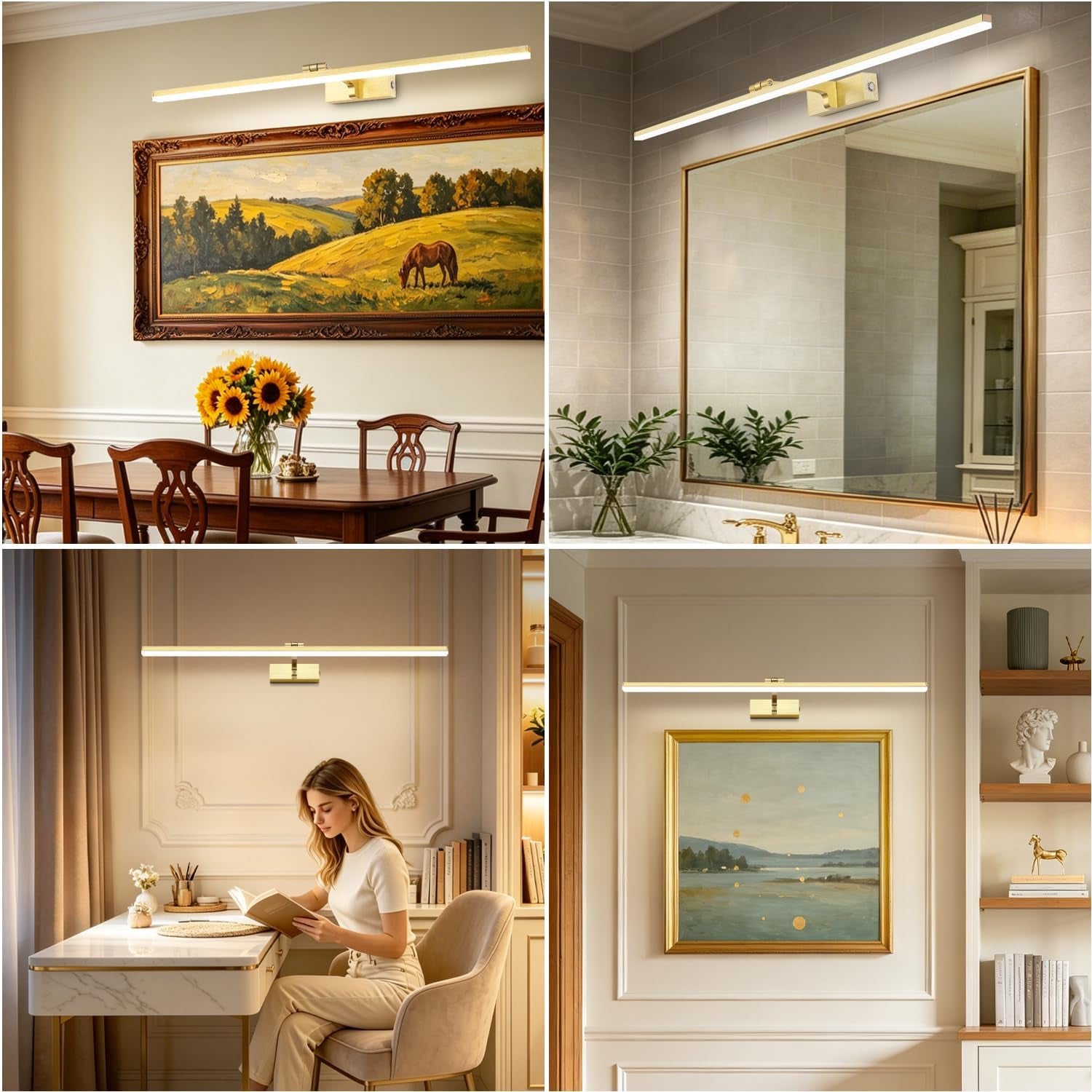 Dimmable LED Picture Lights 80CM Bathroom Vanity Light Fixture Ajustable Gold Indoor Lighting Wall Sconce Hotel Bedside 3000K/4500K/6000K Reading Lamp Display Lamps 16W