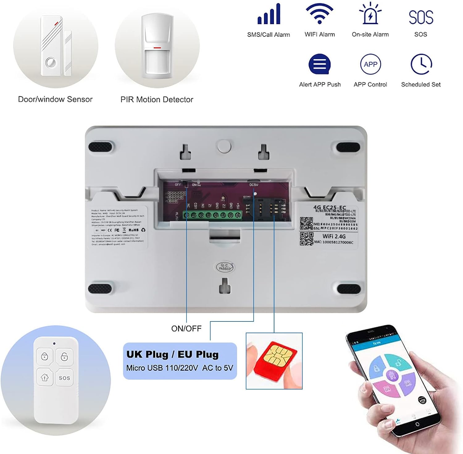 WiFi + 4G Wireless Home Burglar Alarm System Kit. Tuya Smartlife APP Amazon Alexa, with Siren Window Door sensor Motion Detector RFID - thelights4u.com