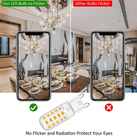 G9 LED Light Bulbs 5W, Warm White, 40W Halogen Equivalent, 6-Pack, 3000K, Energy Saving