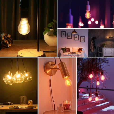 Smart Filament Light Bulb,Alexa Dimmable LED Color Changing Light Filament Bulb,E27 WiFi RGB Smart Filament Bulb,Compatible with Alexa,Echo,Google Assistant Include Remote Control(6.3W,470LM)