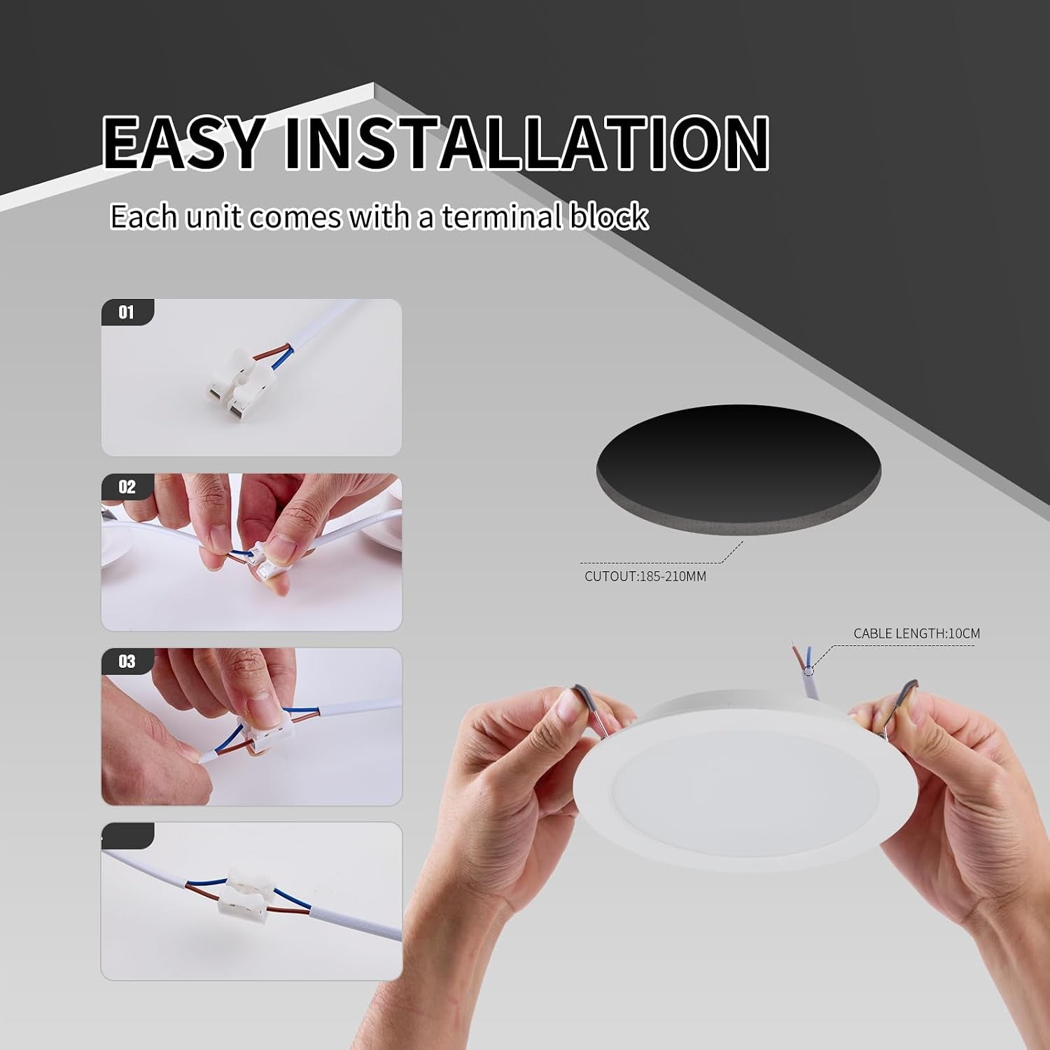 6 Pack LED Downlights Ceiling 24W 2200LM 3CCT IP44, Cutout 185-210Mm |  LED Spotlight Ceiling 22Cm, 3000K/4000K/6000K Adjustable, LED Recessed Ceiling Light for Bathroom