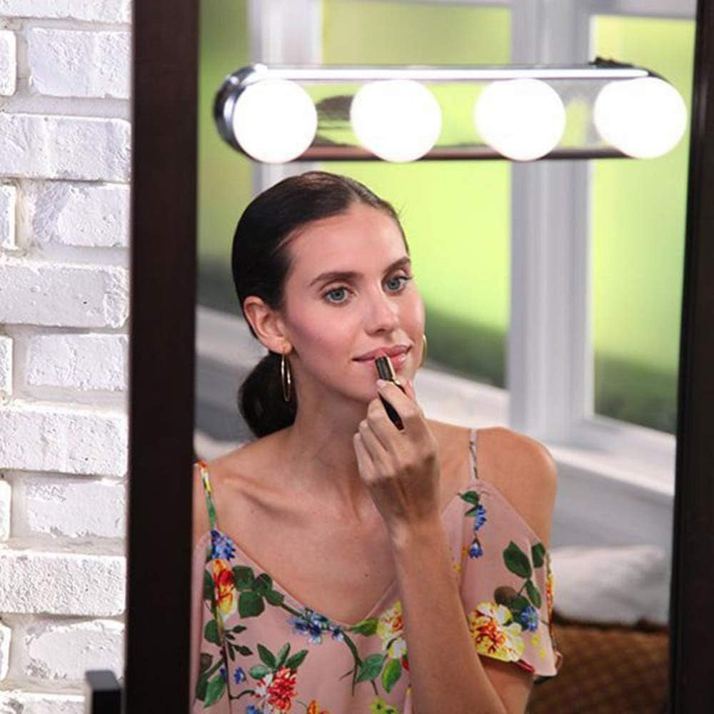 Portable Battery Powered LED Vanity Mirror Lights Super Bright 4-LED Bulb Cosmetic Light Kit for Makeup Shooting