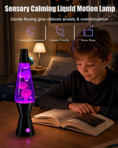 17 Colour Changing Liquid Motion Lamp, 37Cm LED Night Light, Black | Flowing Wax Lavalamp for Bedroom/Office - Relaxing Bedside Glow, Eye-Catching Home Accent for Christmas