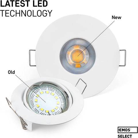 Bathroom Spot Lights Ceiling LED Waterproof IP44 | Spotlight 5W, 370Lm, 3000K Warm White, 220-240V Powered | Pack of 12 Recessed LED Downlights Ceiling for Outdoor Hallway, Soffit Etc., White