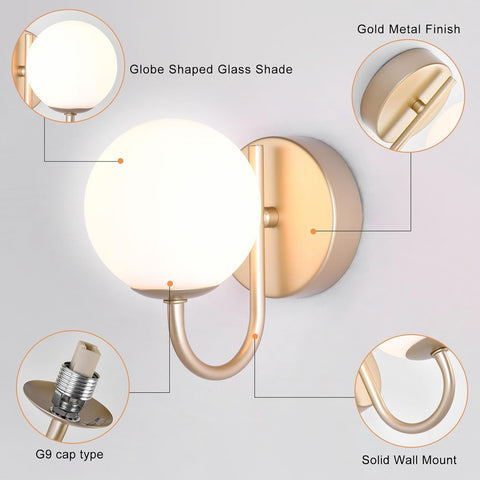 Gold Globe G9 Up Down Wall Light Modern Sconce