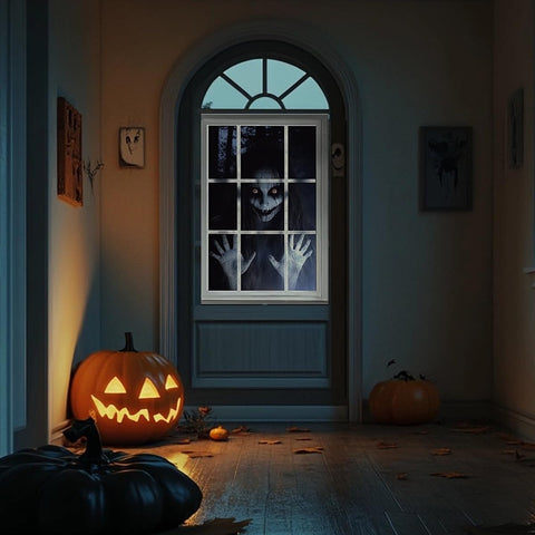 Scary Halloween Window Decorations – Gothic Horror Curtains for Indoor & Outdoor Halloween Party Décor