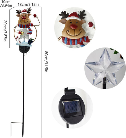 Christmas Solar Lights Outdoor Waterproof Snowman Elk Decorative Stake