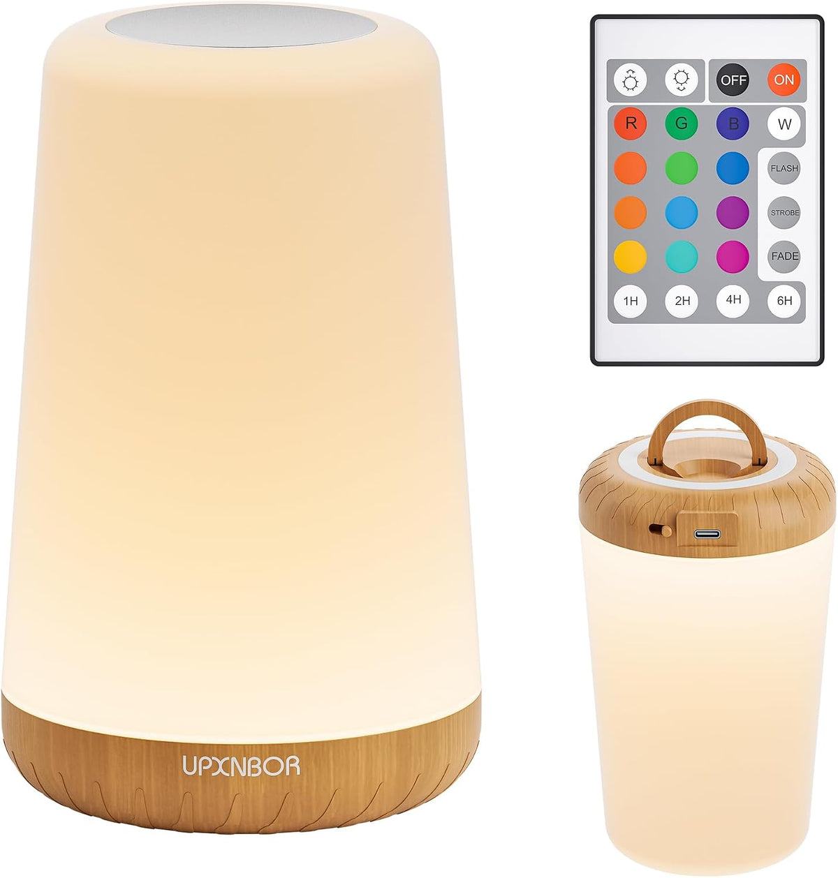 Night Light LED Touch Bedside Lamp with Remote Control – 13 Colour Changing Rechargeable Table Lamp with 5 Brightness Levels, Timer & Hanging Hook for Bedroom, Living Room & Kids