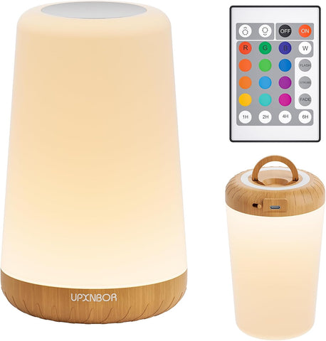Night Light LED Touch Bedside Lamp with Remote Control – 13 Colour Changing Rechargeable Table Lamp with 5 Brightness Levels, Timer & Hanging Hook for Bedroom, Living Room & Kids