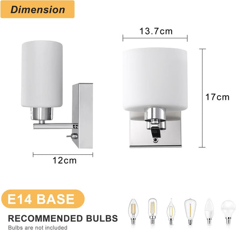 Modern Chrome Wall Light with Toggle Switch E14