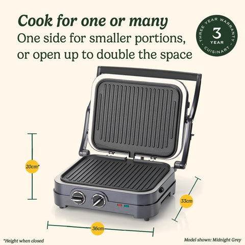 Grill & Griddle – Sandwich Toaster, Panini Press & Contact Grill – Non-Stick Removable Plates, Dishwasher Safe Health Grill, Less Oil – Midnight Grey