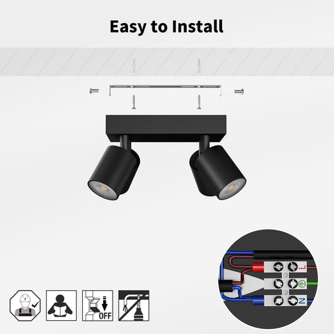 Black Square GU10 Ceiling Light – 4 Way Adjustable Spotlight Fitting for Kitchen, Bedroom, Lounge, Dining Room (Bulb Not Included)