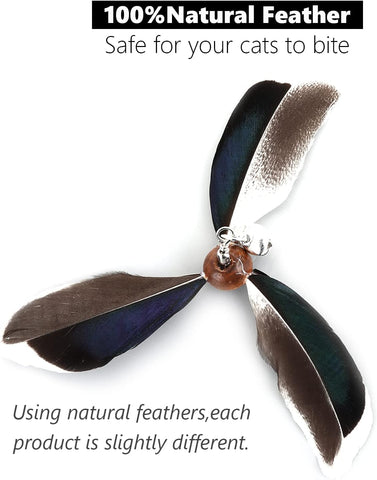 Feather Propeller Cat Wand Toy with Refill Attachment