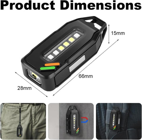 FLINTRONIC USB-C RECHARGEABLE MINI EDC TORCH WITH COB WORK LIGHT, MAGNETIC BASE & BUCKLE CLIP – SUPER BRIGHT COMPACT FLASHLIGHT FOR CAMPING, HIKING, EMERGENCY, WORKSHOP & REPAIR (BLACK)