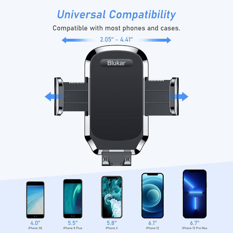 Blukar Black Car Phone Holder – Adjustable 360° Mount with Strong Suction