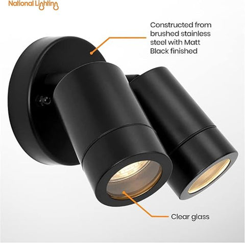 spotlight installed on an outdoor garden wall

