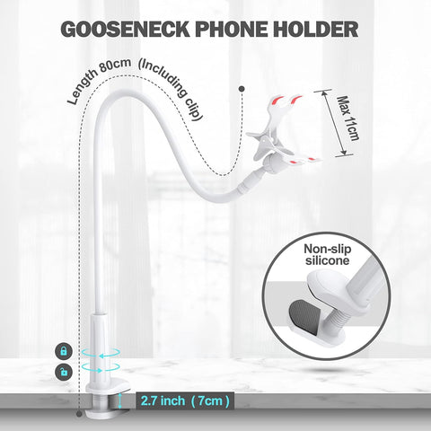 Gooseneck Flexible Phone Holder with 360 Adjustable Clamp