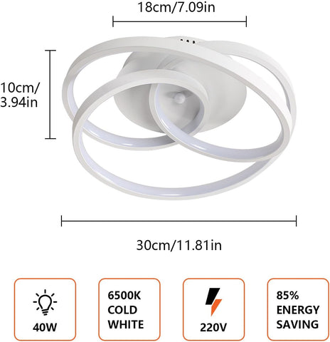 LED Ceiling Light 40W – Modern Round Creative Ceiling Lamp, 6500K Cool White Aluminum Fixture for Living Room, Bedroom, Kitchen