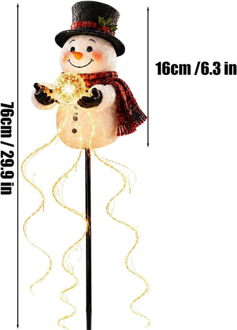 Solar Outdoor Stake Lights Christmas Snowman Shape LED Fountain Lighting