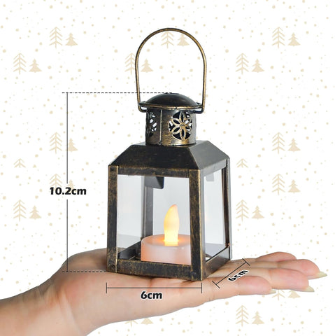 6-Piece Gold LED Candle Lantern Set – Mini Hanging Decorative Lanterns for Ramadan, Weddings & Home Decor