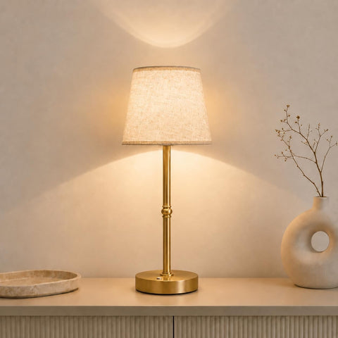 Cordless Rechargeable Table Lamp 3000K LED Gold – USB-C Touch Dimmable Battery Table Lamp for Bedside, Dining & Home Lighting