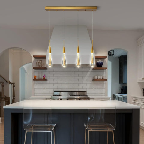 Adjustable Crystal Teardrop Pendant Light - Champagne Bubble Design LED