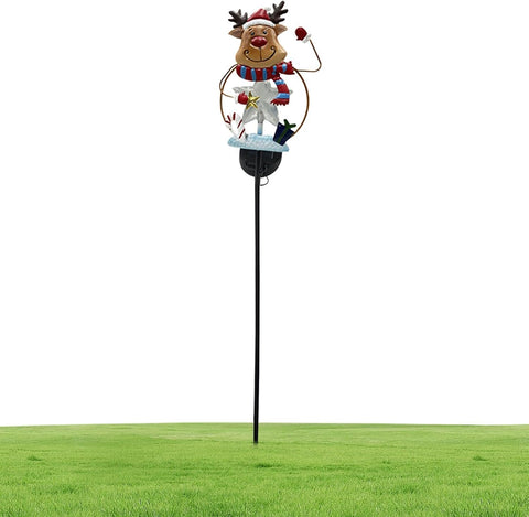 Christmas Solar Lights Outdoor Waterproof Snowman Elk Decorative Stake