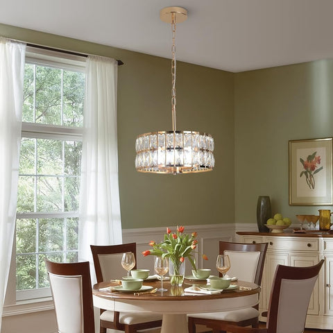 Modern Crystal Chandelier Ceiling Light Gold Semi Flush Pendant Lamp