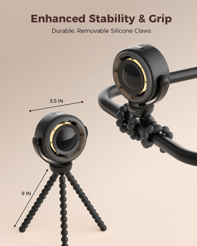 SWEETFULL Portable Pram Fan - 360° Rotating Baby Stroller Fan Clip On, 4000mAh Rechargeable 4-Speed Handheld Cooling, LED Display & Night Light for Buggy/Car Seat/Crib Travel Essentials