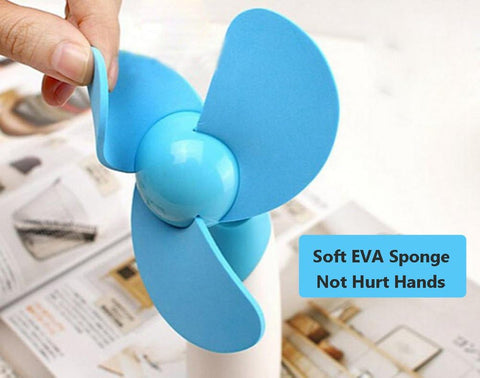 Portable Mini Fan AA Battery Powered Super Mute Cooling Fan for Home, Office and Travel - Blue