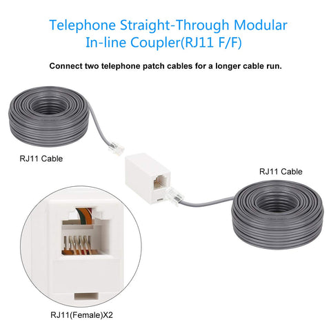 RJ11 6P4C Inline Telephone Coupler Female to Female