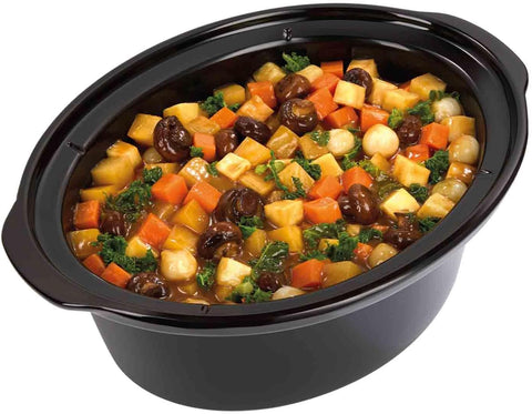 Russell Hobbs Slow Cooker 7L – 320W Large Capacity, 3 Heat Settings, Stainless Steel, Dishwasher Safe, Matte Black, Cool Touch Handles