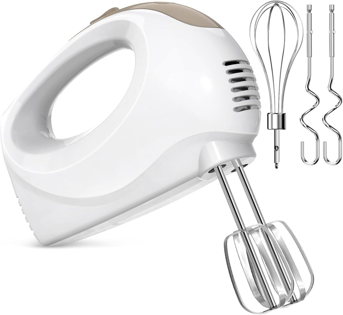Hand Mixer Electric with 5 Speeds & Turbo – Includes 5 Stainless Steel Attachments for Baking, Whisking & Dough (CX-6613)